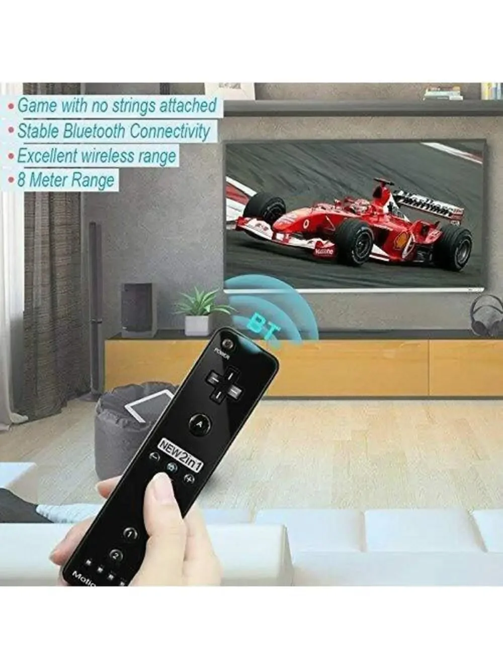 2-in-1 Motion Plus Wireless Remote for Wii / Wii U, Pink, Bluetooth, Gaming